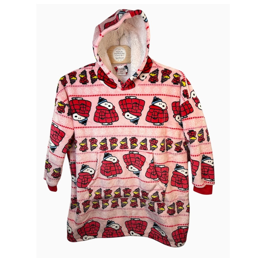 Peanuts Snoopy Woodstock Pink Wearable Blanket Hoodie One Size NWT Cozy Fleece